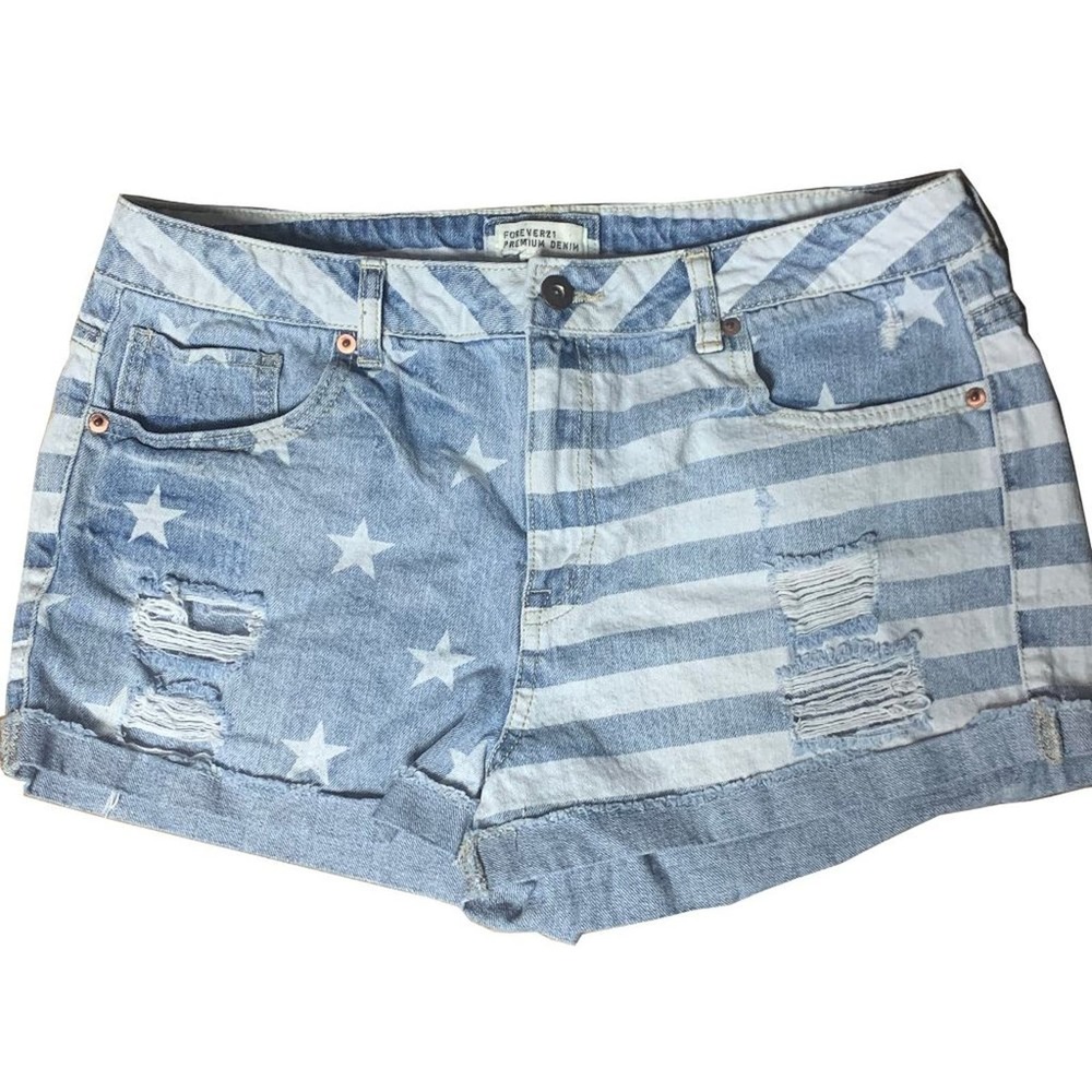 Stars and stripes Distressed cut off Shorts 31 Forever 21